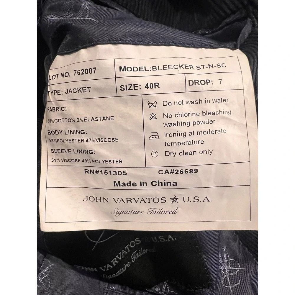 John Varvatos Men's Corduroy Blazer 40 R‎ Gray